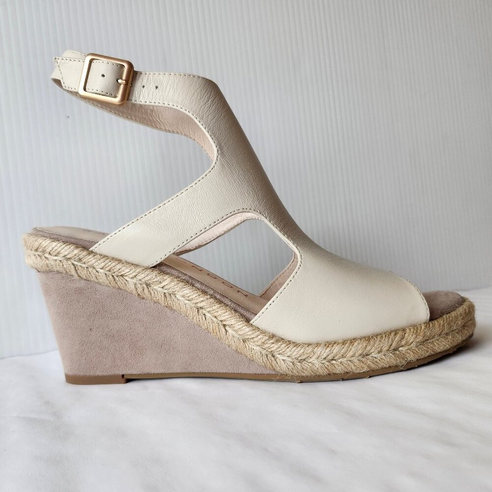 Sacha London Women's Cream Suede/Leather Wedge Shoe W/Braided Trim Size 9